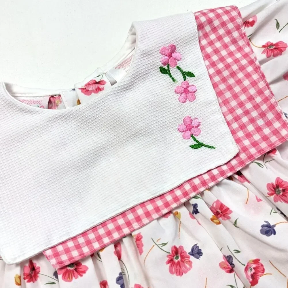 Vintage Allison Ann Dress Girls Size 18m Pink Floral Spring